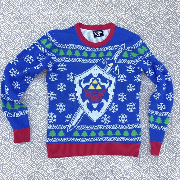 Nintendo Sweaters Legend Of Zelda Master Sword Hylian Shield Holiday Christmas Sweater M